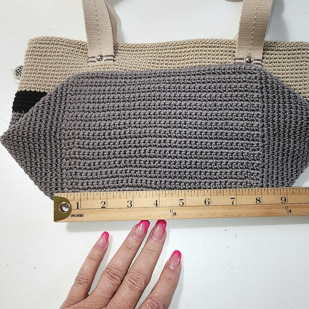 The Sak Tote LG Mendocino Hand Crocheted Double Strap Zip Top recycled material - Picture 8 of 11